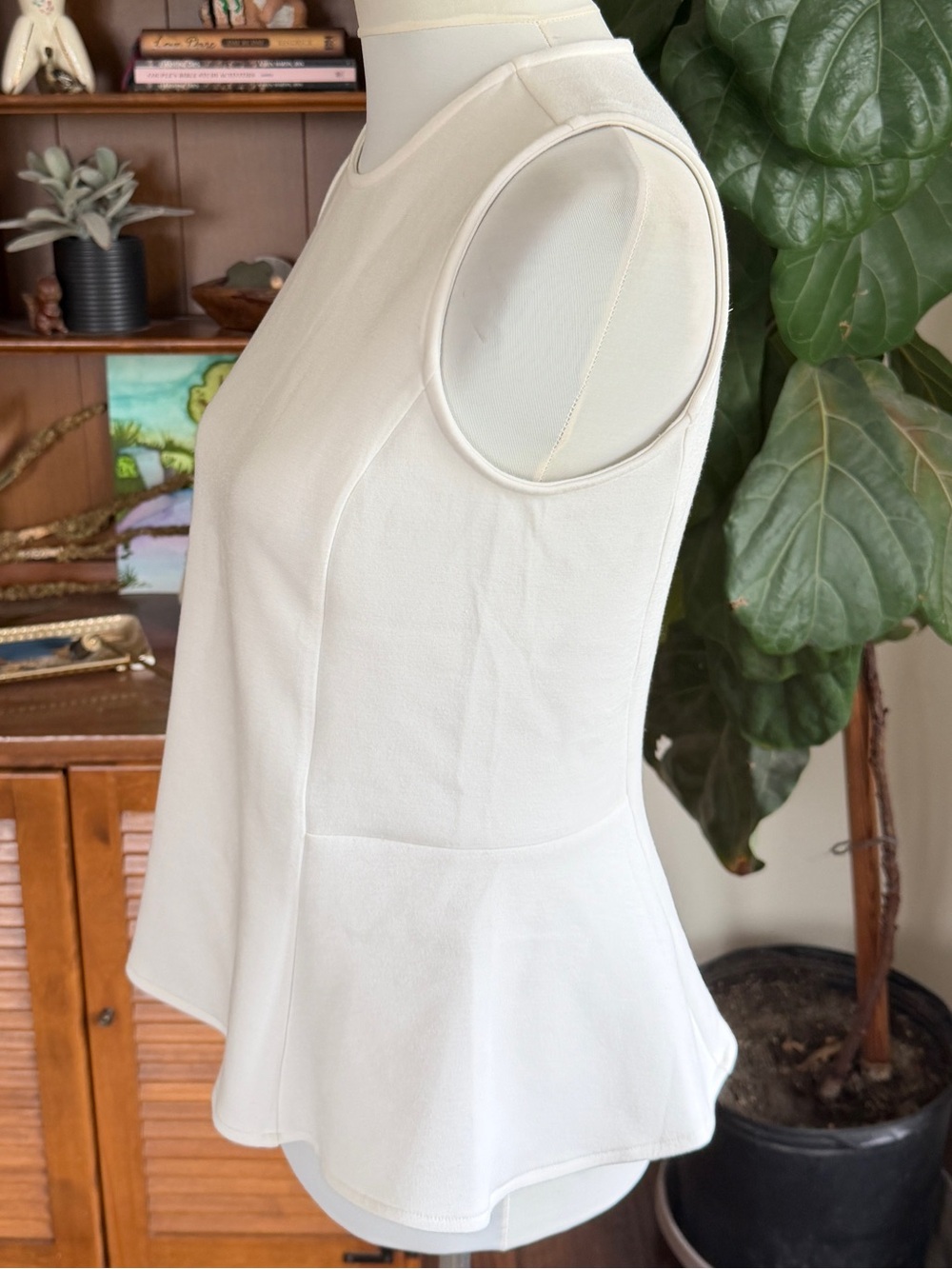 Spanx White Modal Stretchy Peplum Tank Top Shirt Blouse S - Picture 7 of 11